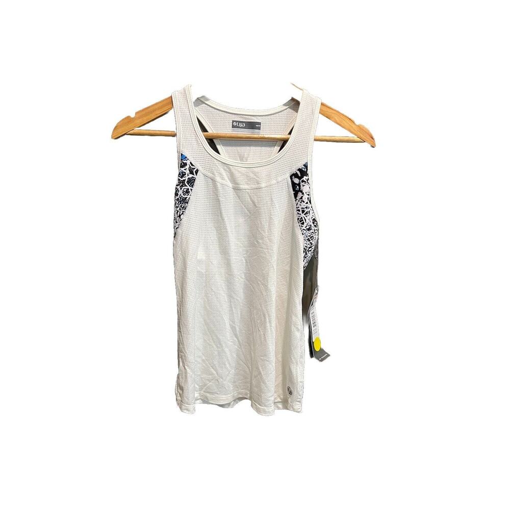 Lija White w/ Star Pattern Women's Activewear Tennis Tank Top Size‎ XS